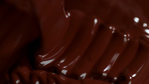 Super Slow Motion Shot of Pouring Melted Chocolate