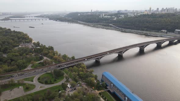 The Main River of Ukraine - Dnipro Near Kyiv. Slow Motion