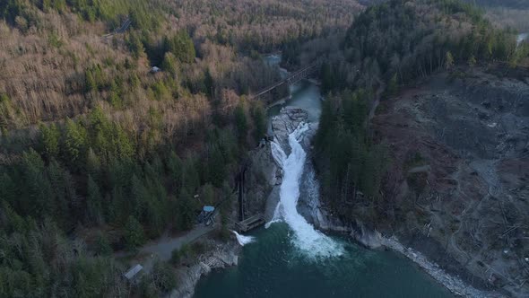 Sunset Falls Skykomish River Washington Aerial Overview Falls Landslide