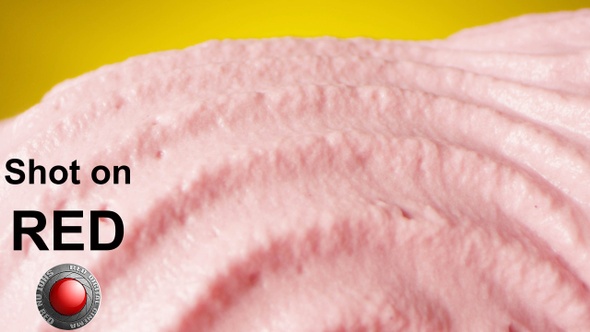 Pink Cream Pouring Out On A Yellow Background A Macro Shot On Red Epic