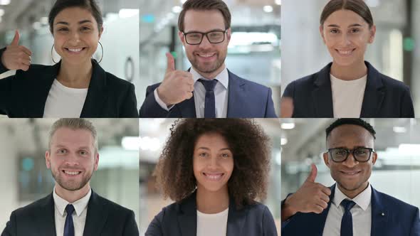 Collage of Young Business People Showing Thumbs Up Sign