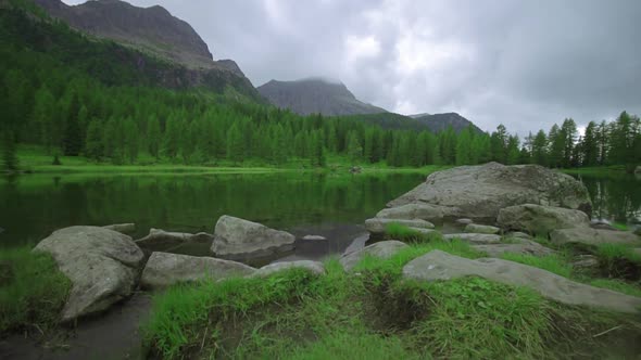 San Pellegrino lake in summer, in the Alps