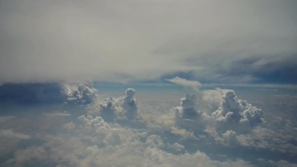 Amazing Skyline View From Airplane Sky Above the Clouds