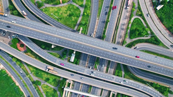 4K : Top view of interchange and multi junction road