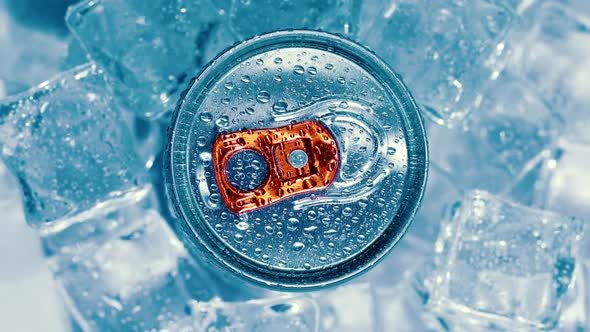 Aluminum Soda Tin Can Lid Cover of Soft Drink On Ice Goes Around the Circle