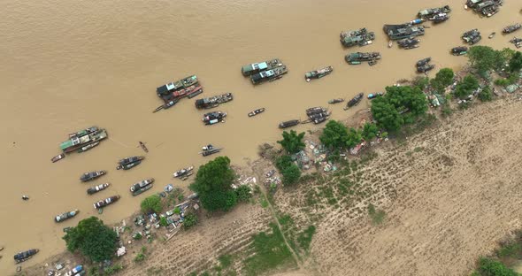 Aerial footage of landscape after flood in Guangdong,China