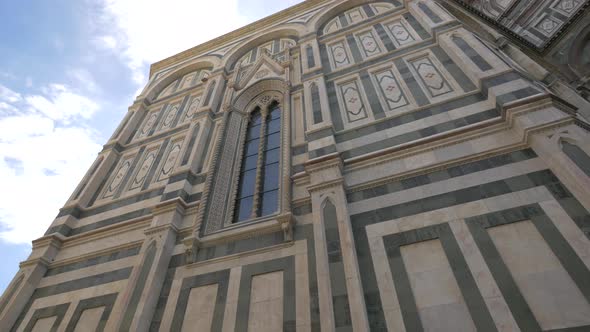 Low angle of the marble wall of a building