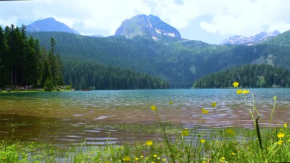 Glacial Black Lake, with Meded Peak. Lake is premium tourist attraction of Durmitor National Park.