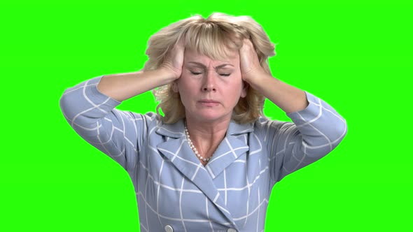 Desperate Mature Woman on Green Screen.