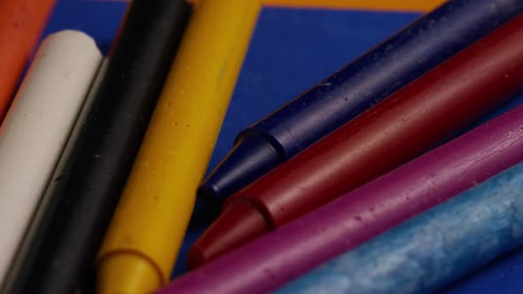 Rotating shot of color wax crayons for drawing and crafts - CRAYONS 022