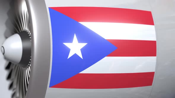 Airplane Turbine with Flag of Puerto Rico