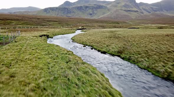 Flying Over the River Lealt and Single Track at Loch Cuithir and Sgurr a Mhadaidh Ruadh - Hill of