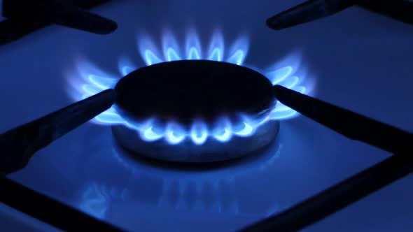 Gas stove burner closeup, stock footage