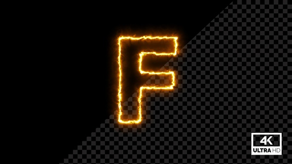 Burning Flame Alphabet Shape F Fire Animation