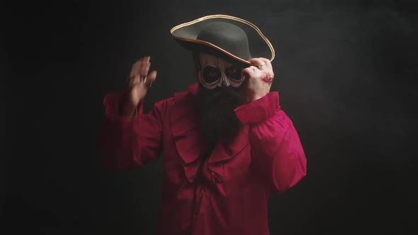 Young Man with a Stylish Hat Disguised As a Pirate