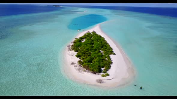 Aerial drone view nature of paradise coastline beach lifestyle by blue lagoon and white sandy backgr