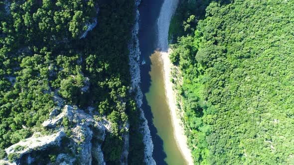 The gorges of the Ardeche in France seen from the sky