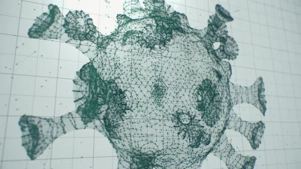 Microscopic Corona Infection Cell Analysis On A Measuring Grid Background alt