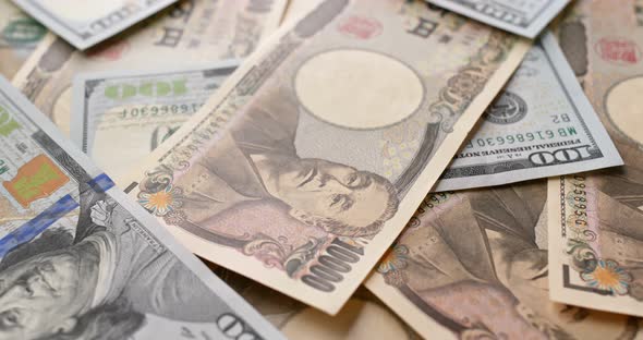 Japanese yen and USD dollar