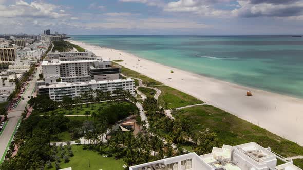 Aerial beach tour Miami FL USA