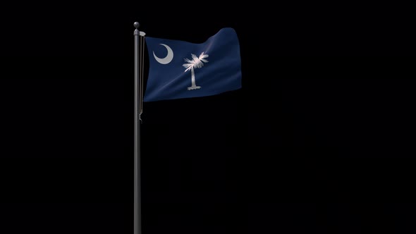 South Carolina State Flag 4K  Footage With Alpha