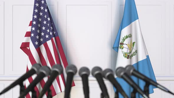Flags of the USA and Guatemala at International Meeting