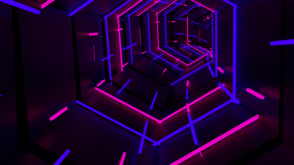 Running In Neon Light Tunnel 02 4K alt