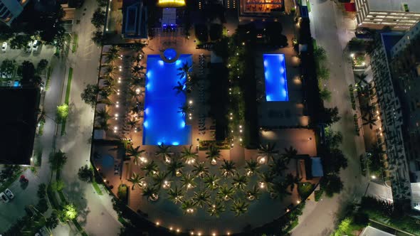 Cinematic Top Down View on Rooftop Pool alt