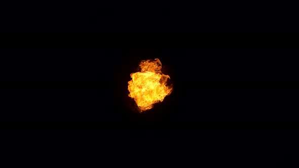 Super Slow Motion Shot of Fireball Explosion Towards the Camera Isolated on Black at 1000Fps