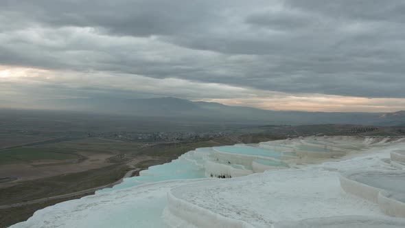 Pamukkale Meaning Cotton Castle in Turkish is a Natural Site in Denizli Province in Southwestern