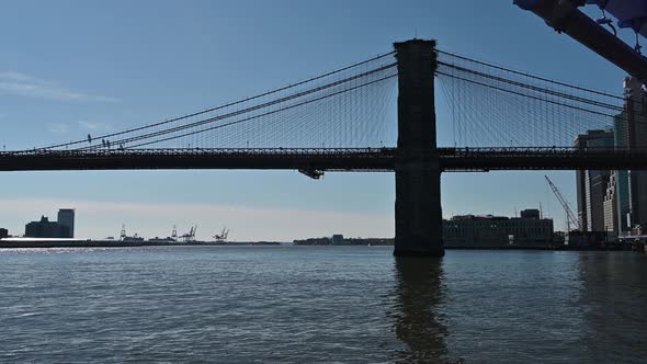 Brooklyn bridge spanning the East River connecting Manhattan & Brooklyn Boroughs of New York City