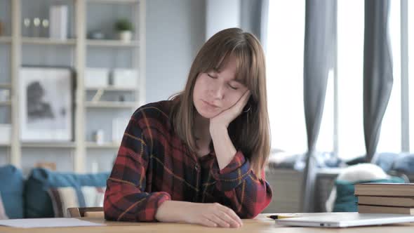 Sleeping Casual Young Girl in Creative Workplace