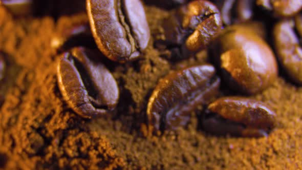 Vibrant Cinematic Beautiful Shot of Brown Roaster Coffee Beans