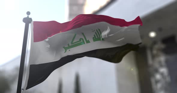 Iraqi national flag. Iraq country waving flag