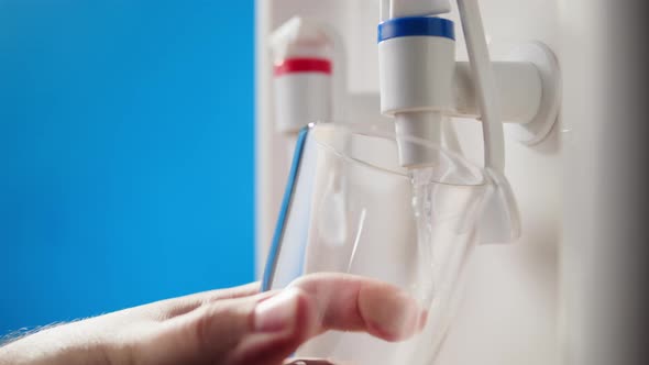 Water Cooler on Blue Background