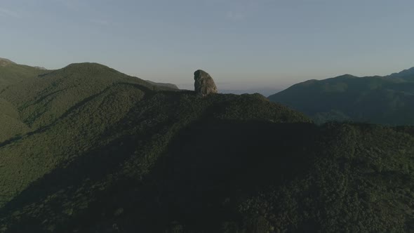 Aerial video approaching the mountains of a region of the brazilian mata Atlantica, Sao Paulo, Brazi
