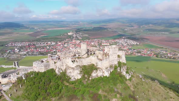 Aerial Drone View on Spis Castle. Slovakia. Ancient Castle, Spissky Hrad.