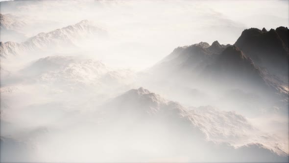 Distant Mountain Range and Thin Layer of Fog on the Valleys