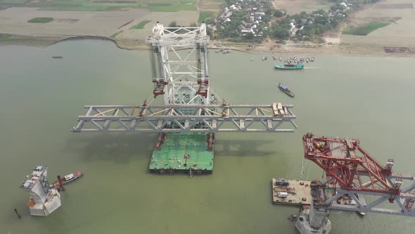 Aerial view of Padma bridge, Dhaka, Bangladesh.