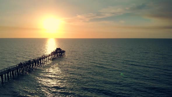 Naples Beach and Fishing Pier at Sunset, Florida