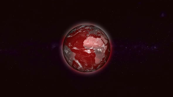 New red color rotated planet earth