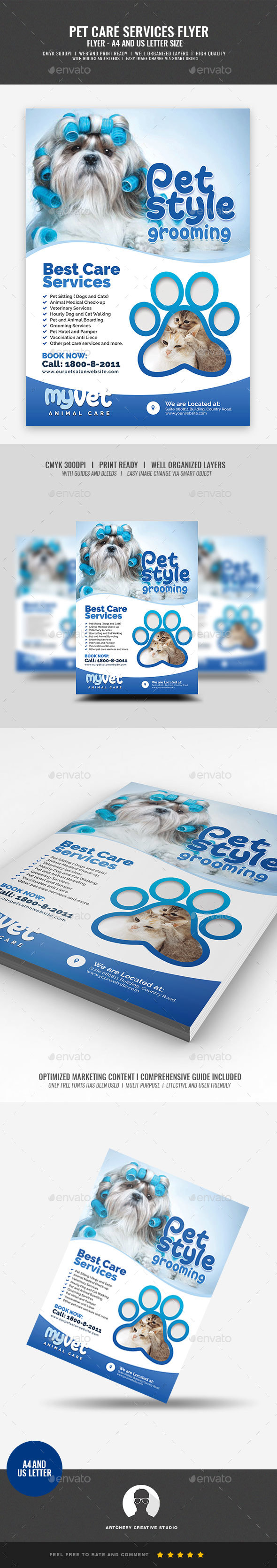 Pet Grooming and Veterinary Services Flyer