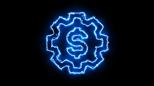 Dollar Blue Electric Fire Icon 03