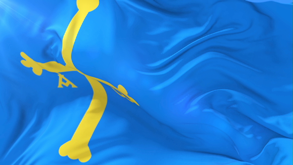 Flag of Asturias Waving at Wind