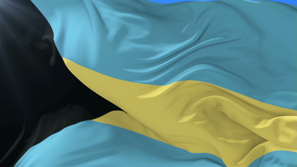 Bahamas Flag Waving at Wind