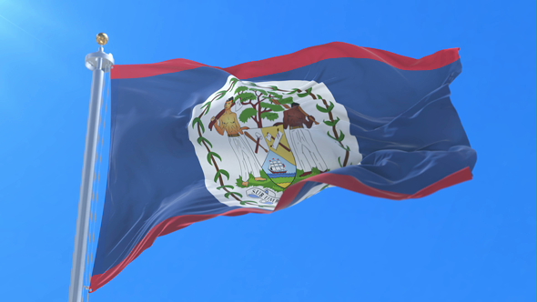 Belize Flag Waving at Wind