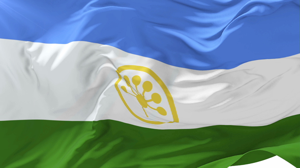 Bashkortostan Flag Waving at Wind