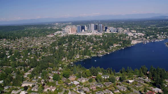 Bellevue Washington Aerial Over Meydenbauer Bay Neighborhoods