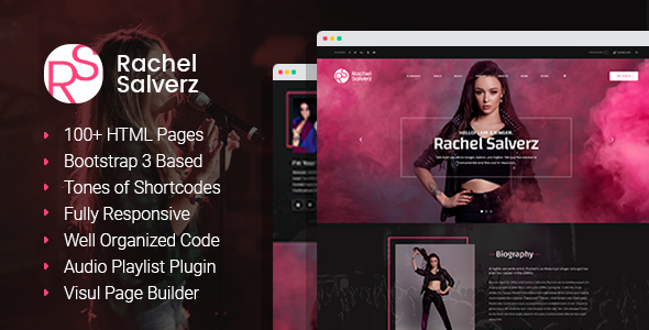 Singer - Music Vocalist HTML Template with Visual Page Builder