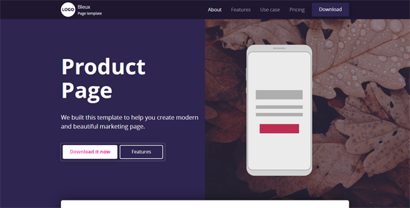 Bleux - App, Product and Technology Landing Page